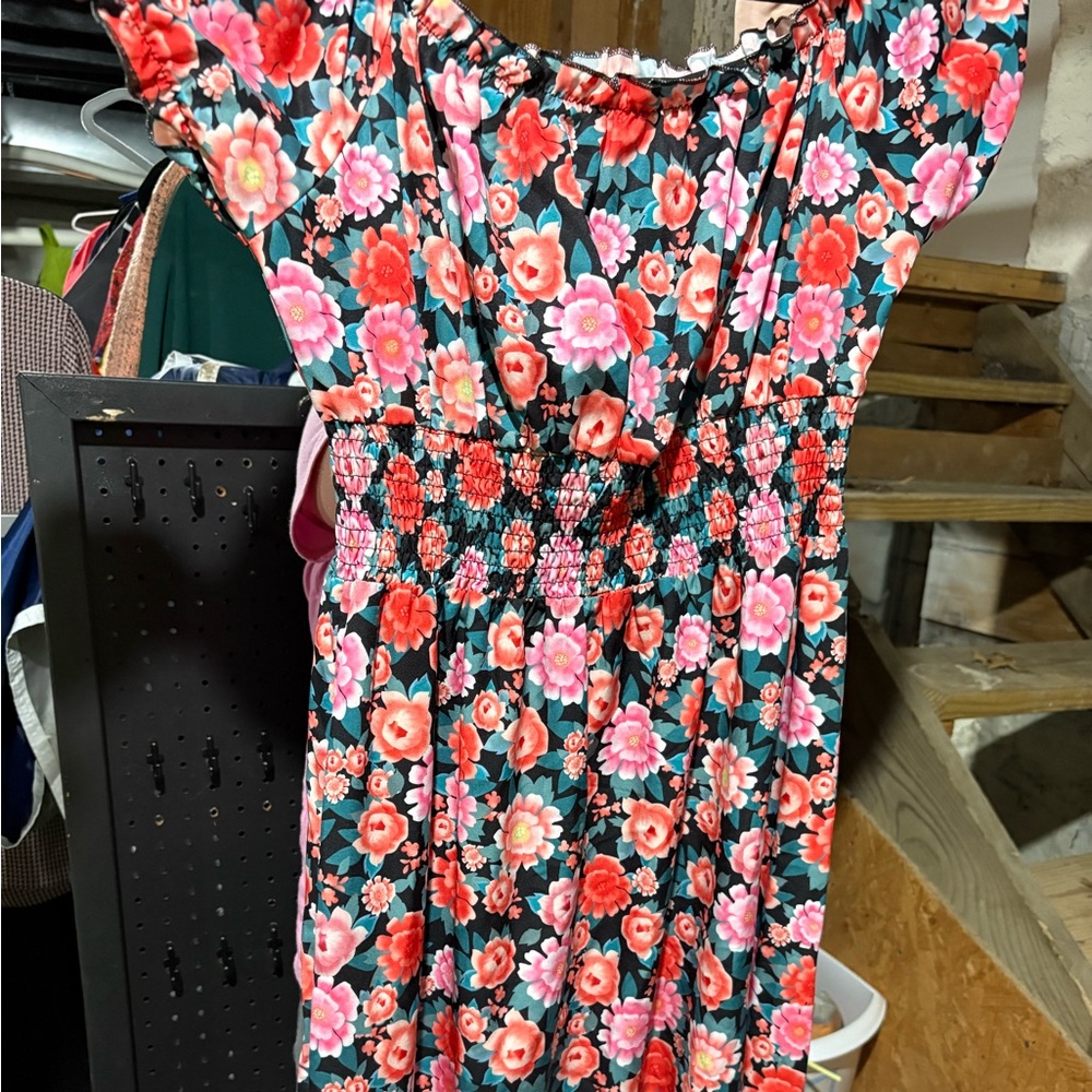 Floral Kids Dress - Pink and Green